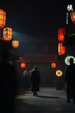 除夕夜间哨位上悬挂的红灯笼与钢枪竖版特写